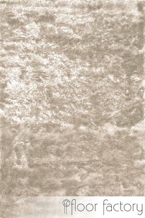 Шкіряний килим з високим ворсом Shaggy, бежевий/кремовий, 140x200 см - елегантний, з блискучою поверхнею