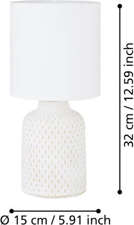 Настільна лампа EGLO Bellariva: кераміка кремового кольору, тканина білого кольору, з вимикачем, E14