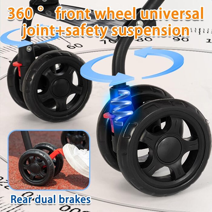 Візок для собак та котів OHMG, складаний, до 20 кг, з гальмами, великий кошик, 3 вікна, тримач для напоїв, блакитний