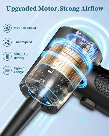 Електричний повітряний пилосос LUCKEA 3-Gang з LED-підсвічуванням для чищення ПК, ноутбуків, авто та офісних пристроїв