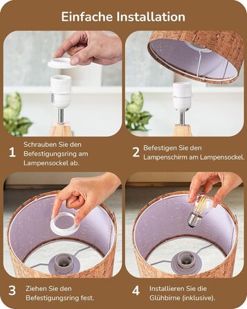 EDISHINE Дерев'яна Настільна Лампа з абажуром з льону, E27, для вітальні, спальні, в стилі кантрі [Енергоклас F], колір: корічневий