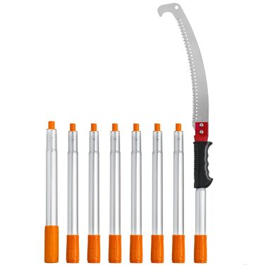 VEVOR Telescoping Tree Saw Manual Tree Saw 1.4-3m Adjustable High-Reach Pruner with 8 Poles Branch Shear Telescoping Blade Made of Carbon Steel Reach up to 298cm for Cutting Branches, Bushes, and Trunks