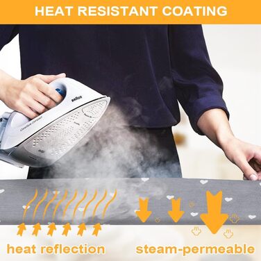 Чохол для гладильної дошки універсальний, 125x46 см, бавовна, з гумкою, підходить для парових станцій та прасок