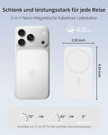 Магнітна зарядна станція 3-в-1 для Apple Watch та iPhone (17/16/15/14/13/12) + AirPods (4/3/2/Pro) - сумісна з MagSafe, біла