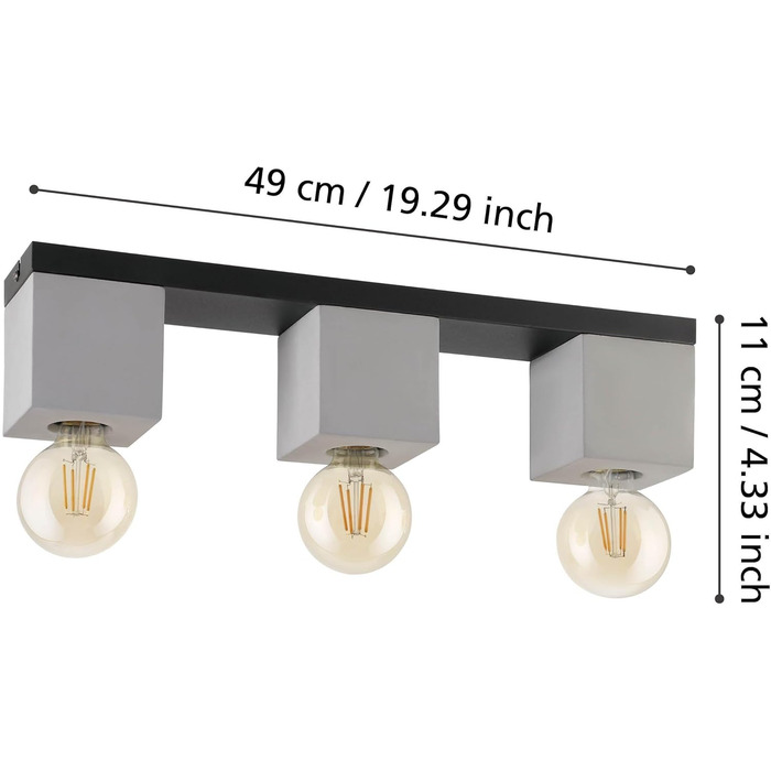 Настільна лампа EGLO Prestwick: вінтажний дизайн, індустріальний стиль, бетон, сірий колір, вимикач, патрон E27