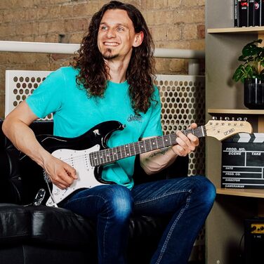 Електрогітара 3rd Avenue XF Full Size 4/4 з комплектом для початківців: чохол, ремінь, медіатори та каподастр - Чорний колір