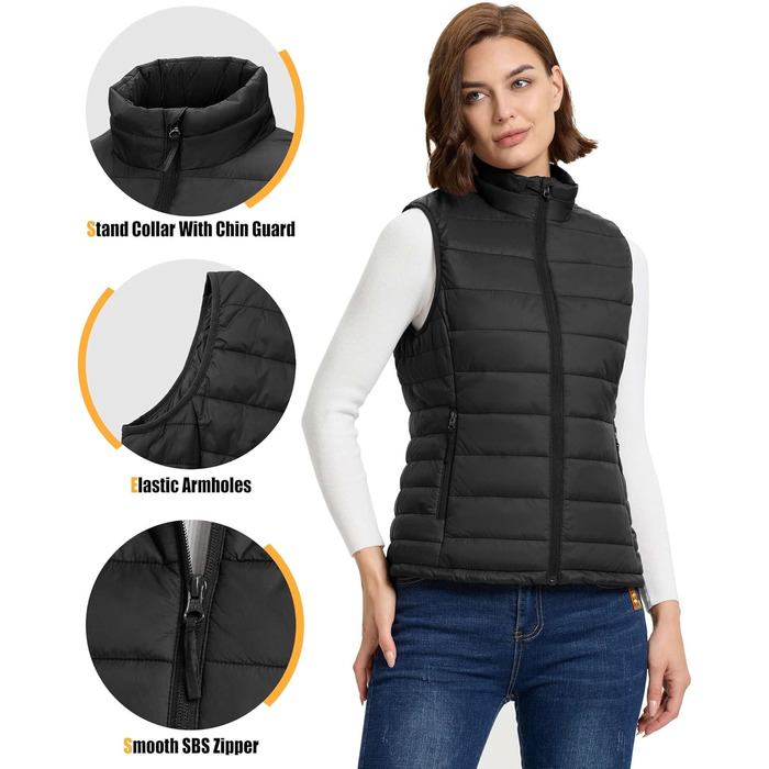 Жіноча степна жилетка Outdoor Ventures: тепла, легка, для туризму та велоспорту, з капюшоном, чорна, XL