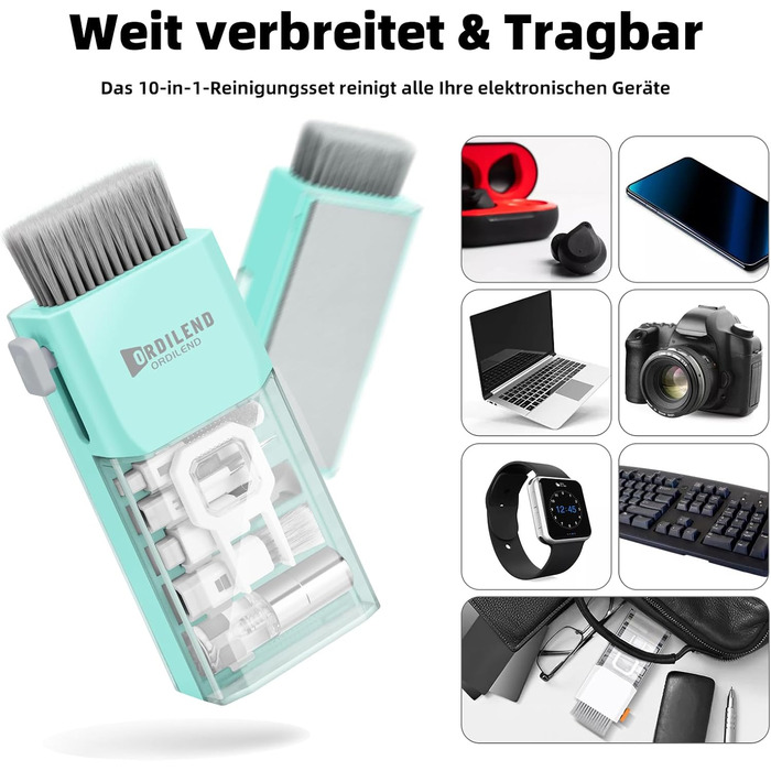 Набір для чищення клавіатури та гаджетів Ordilend: щітка, спрей, для ноутбука, телефону, iPad, монітора