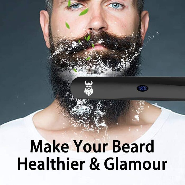 Men's Beard Straightening Brush - Cordless Travel Size with Auto Shut-Off & Anti-Scald Protection