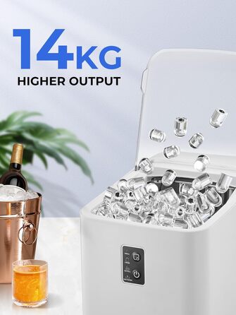 Машина для приготування льоду FOHERE: швидке виготовлення, 14 кг/24 год, самоочищення, 2 розміри, для кухні, офісу, бару, вечірки