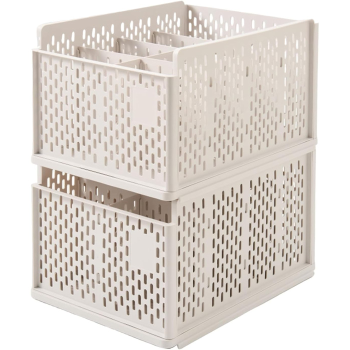 RMAN 4-Piece Closet Organizer Stackable Foldable Closet Organizer for Drawers, Closet Organizer, Storage Boxes, Kitchen, Bathroom (Beige)
