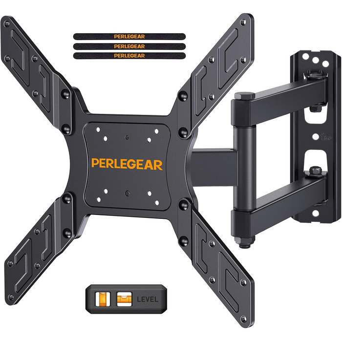 Кріплення для телевізора Perlegear, поворотне та нахильне, для телевізорів 26-60 дюймів (плоских та вигнутих), до 45 кг, VESA 400x400 мм