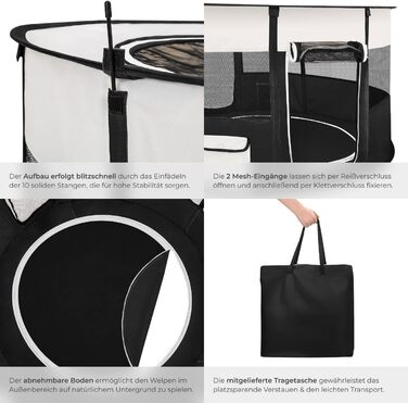 Тектейк® вольєр для цуценят, аксесуари для собак, вольєр для собак, складаний, для дрібних тварин, таких як кролики, коти, як вольєр для вигулу, для кроликів, морських свинок - Чорний Чорний | № 402438