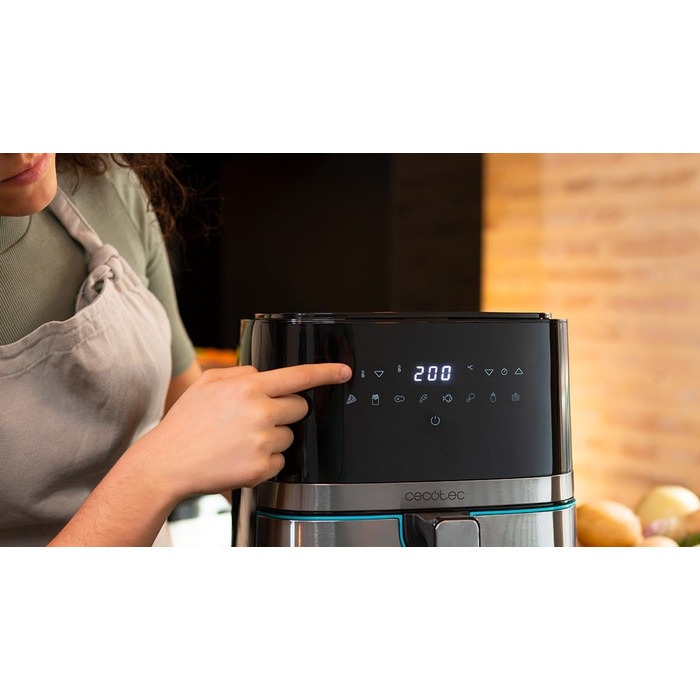 Фритюрниця без олії Cecotec Cecofry Full InoxBlack Pro 5500, 5.5 л, 1700 Вт, 8 режимів, PerfectCook, сталь