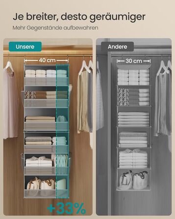 Органайзер для шафи SONGMICS: роздільник, полиці, розкладний, для зберігання, металеві гачки та бамбукові вставки, кольоровий, RCH007W0