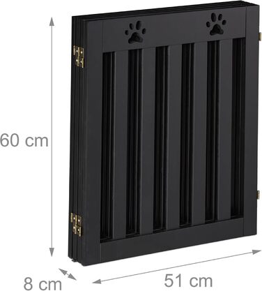 Захисний забірчик для собак Relaxdays, самостійний, 60 x 204 см, чорний, MDF, розкладний