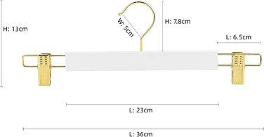 Дерев'яні вішалки для одягу Amber Home, 10 шт., 36 см, білі. Міцні, з антиковзними кліпсами та поворотним гачком. Підходять для штанів, шортів, спідниць, шкарпеток та нижньої білизни.