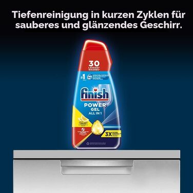 Рідкий засіб для посудомийних машин Finish Powergel, мультифункціональний, з лимоном, 120 мийок (4 упаковки по 30, 600 мл)