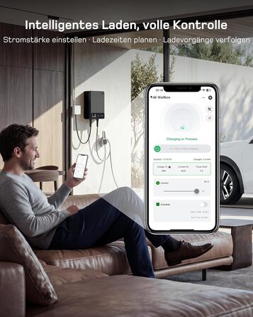 Зарядний пристрій для електромобіля Wallbox 11 кВт з Wi-Fi та кабелем Type 2 7.5м, 3 фази (6-16A, 400V), для BEV/PHEV, захист RCD Type A 30mA/DC 6mA, IP54, чорний