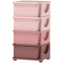 HOMCOM Chest of Drawers for Kids' Room, 4-Tier Toy Organizer, Toy Storage, Pink