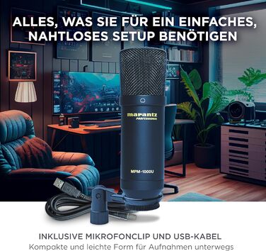 Marantz Professional MPM-1000U: USB мікрофон з великою мембраною та нирковою характеристикою для подкастів, студії та геймінгу