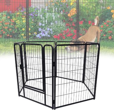 Кія для собак, вольєр для цуценят, металевий вольєр 65x80 см, чорний, для собак, котів, кроликів