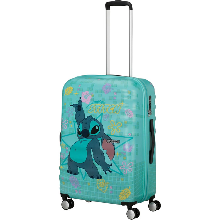 Чемодан American Tourister Wavebreaker Disney FL Spinner L, 77 см, 96 л, коліщата, матова поверхня, Disney Stitch Flower