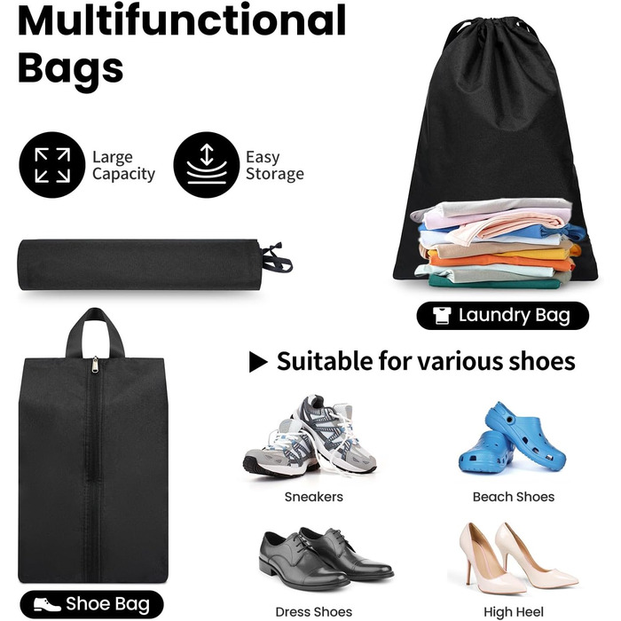 Набір кубиків-органайзерів для подорожей Prezon (6 шт., чорний)