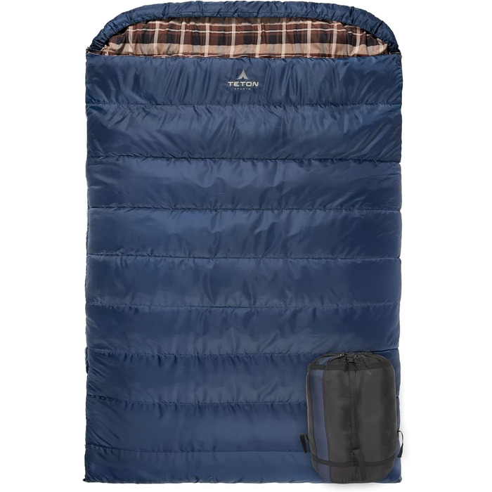Сплячий мішок TETON Sports Mammoth Queen-Size, двомісний, синій, для кемпінгу, -6°C
