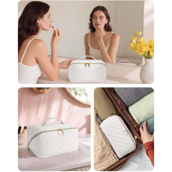 Косметичка для подорожей Wandering Nature для жінок: велика, водонепроникна, з відділенням для пензликів (Beige)