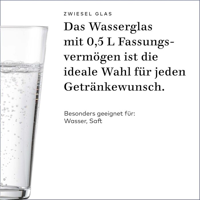Zwiesel Glas Water Glass Together 0.5L (Set of 4), beautifully shaped drinking glasses, dishwasher-safe Tritan crystal glasses, Made in Germany (Art.-Nr. 122343)