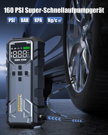 Powerbank Starthilfe 7000A з компресором та LED-ліхтариком: 160PSI, 12V для бензинових та дизельних авто