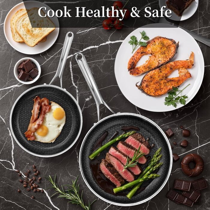 Сковорода керамічна Innerwell 28 см з нержавіючої сталі, антипригарна, без PFAS/PFOA/PTFE, для індукційних, газових та електричних плит, придатна для духовки та посудомийної машини