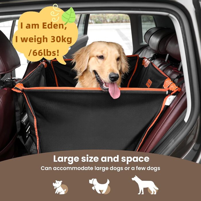 Pecute Dog Car Seat - Reinforced & Secure Dog Seat for Medium & Large Dogs - Adjustable Straps & Stable Car Dog Crate for Rear Seat (L)