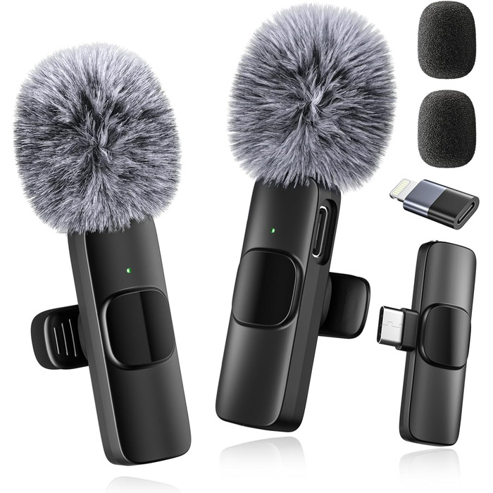 Мікрофон Lavalier Mini Mic Pro (2 шт.) з USB-C для iPhone, iPad, Android - для відео, інтерв'ю, подкастів, Vlog, TikTok, YouTube (сірий)