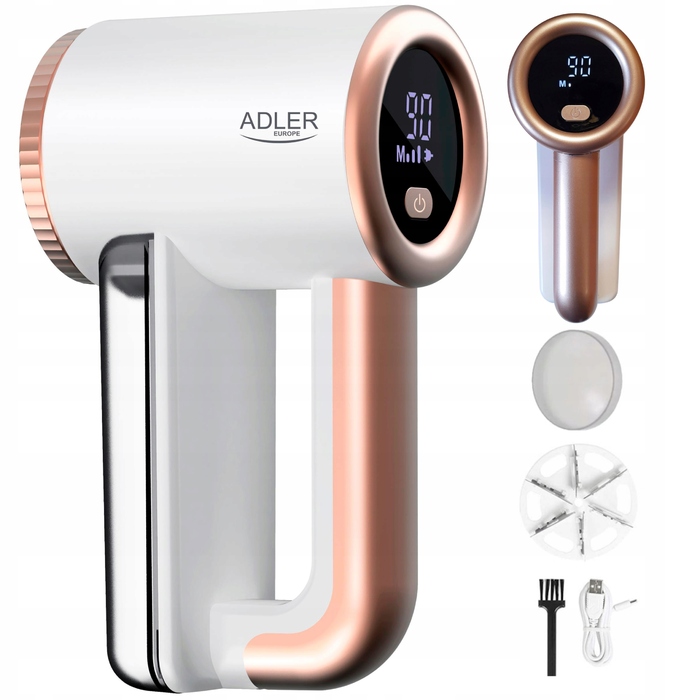 Акумуляторна машинка для видалення ковтунців ADLER з LCD-дисплеєм, 5 Вт