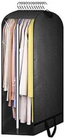 Чохли для одягу 2 шт. WwuHua, 110 x 60 x 25 см, з блискавкою, для вечірніх суконь, пальто, костюмів, жакети, одягу (чорний)