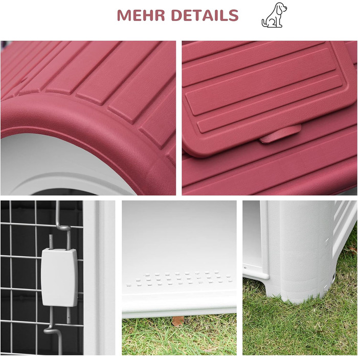 Будка для собак PawHut Outdoor - вулиця, для маленьких собак, червоно-сіра, 59x75x66 см