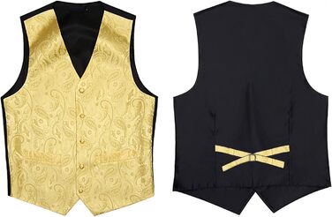 Жовтий жилет для костюма Enlision з паєтками Paisley, краватка та нагрудна хустинка - комплект для весілля та свят