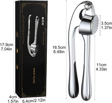 Пресс для часнику з нержавіючої сталі, для миття в посудомийній машині, професійний прес для часнику, кухонний аксесуар