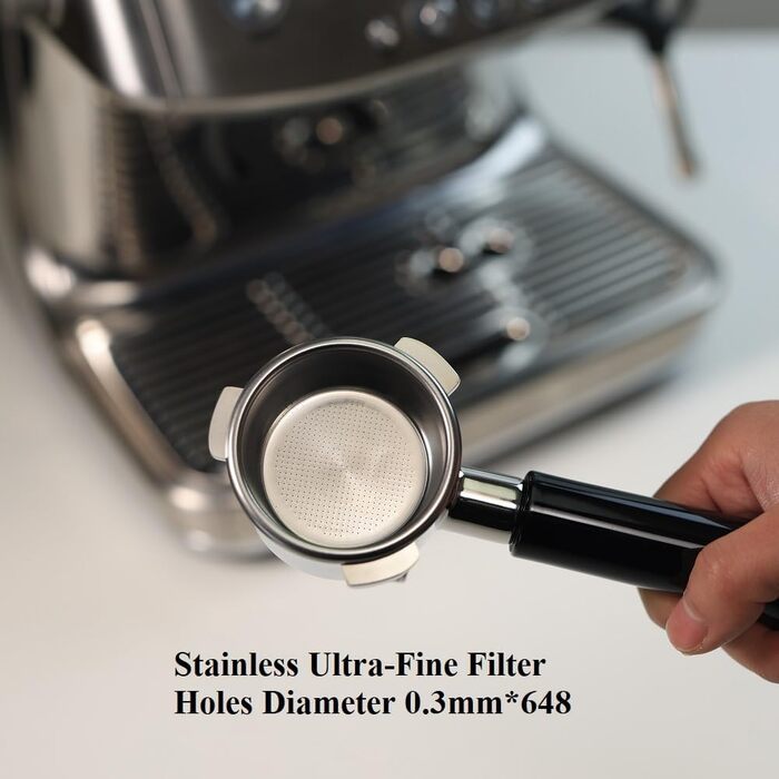 54mm Dual Outlet Portafilter for Sage/Breville Barista BES 870/878/880 Filter Basket with ABS Wood and Stainless Steel Portafilter Filter Holder Black