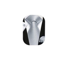 Краватка чоловіча Enlision, краватка та нагрудна хустинка, комплект з краваткою та запонок, шовкова, Paisley, сіра/срібна