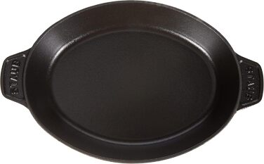 STAUB Овальна форма для запікання з кришкою, 23 см, 1 л, чавун, чорна, для всіх типів плит та духовки, індукція
