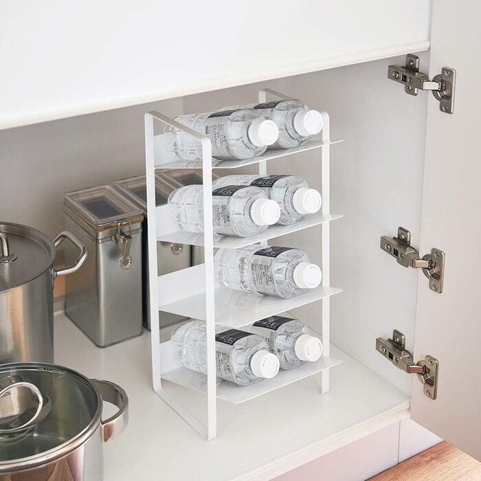 Yamazaki 4304 Tower Bottle Rack, White, Steel, Minimalist, 20 x 20.5 x 40 cm