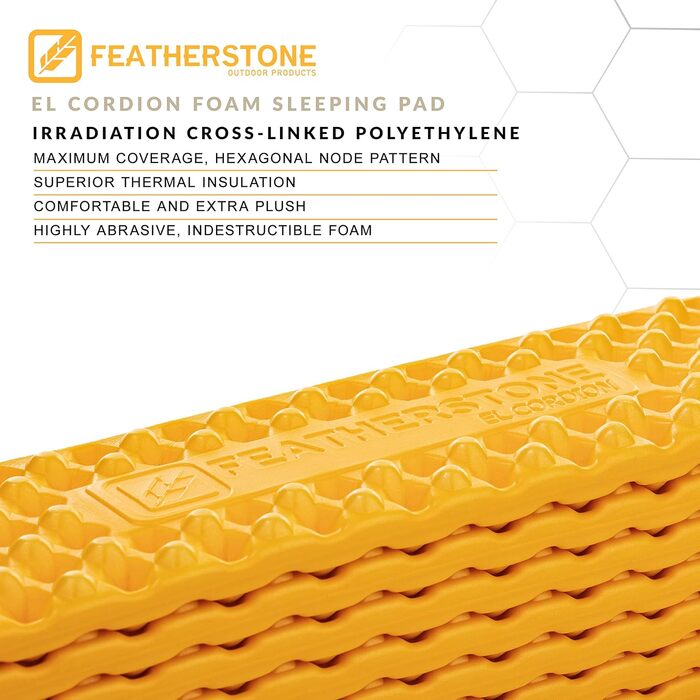 Ізоляційний туристичний килимок Featherstone Outdoor EL Cordion R-Value 2.1 із закритопористого піноматеріалу для ультралегких походів, кемпінгу та туризму