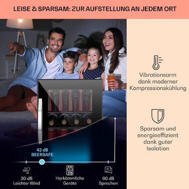 Міні-холодильник Klarstein з дверцятами зі скла, для кімнати, холодильник для напоїв з регульованими полицями, компактний, для використання в приміщенні/на вулиці, тихий (33 л, чорний)