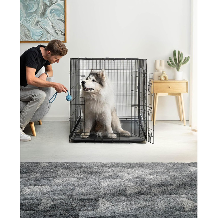 Lionto Транспортний бокс для собак та котів, чорний, 106x71x77 см, з ванною та перегородкою