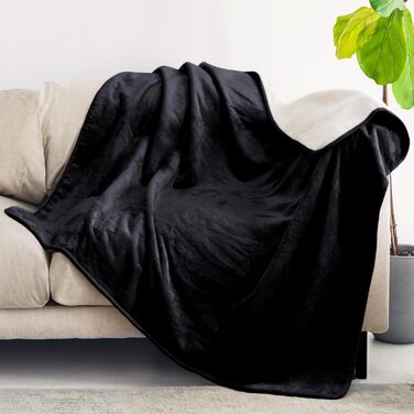 Водонепроникний коврик для собак Dreamzie 63x88 см - для дивана та ліжка. З обох боків Sherpa Fleece, прання допустиме (Чорний, L 127x152 см)