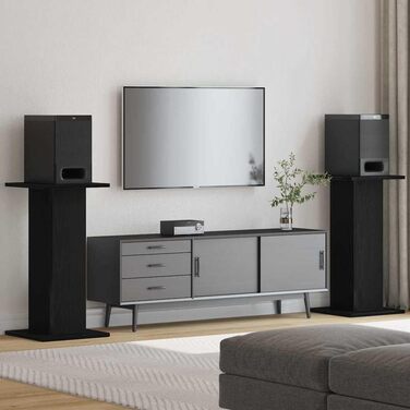 Підставка для колонок vidaXL, 2 шт., висока, для Hi-Fi, домашнього кіно, саундбар, покращене звучання, ДСП, чорна ельха, 30x30x60 см