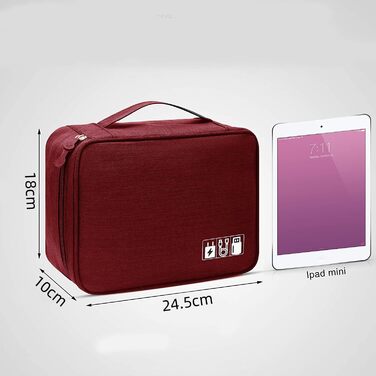 LTLSZRN Кейс для кабелів, органайзер для проводів, аксесуари для електроніки (червоний)